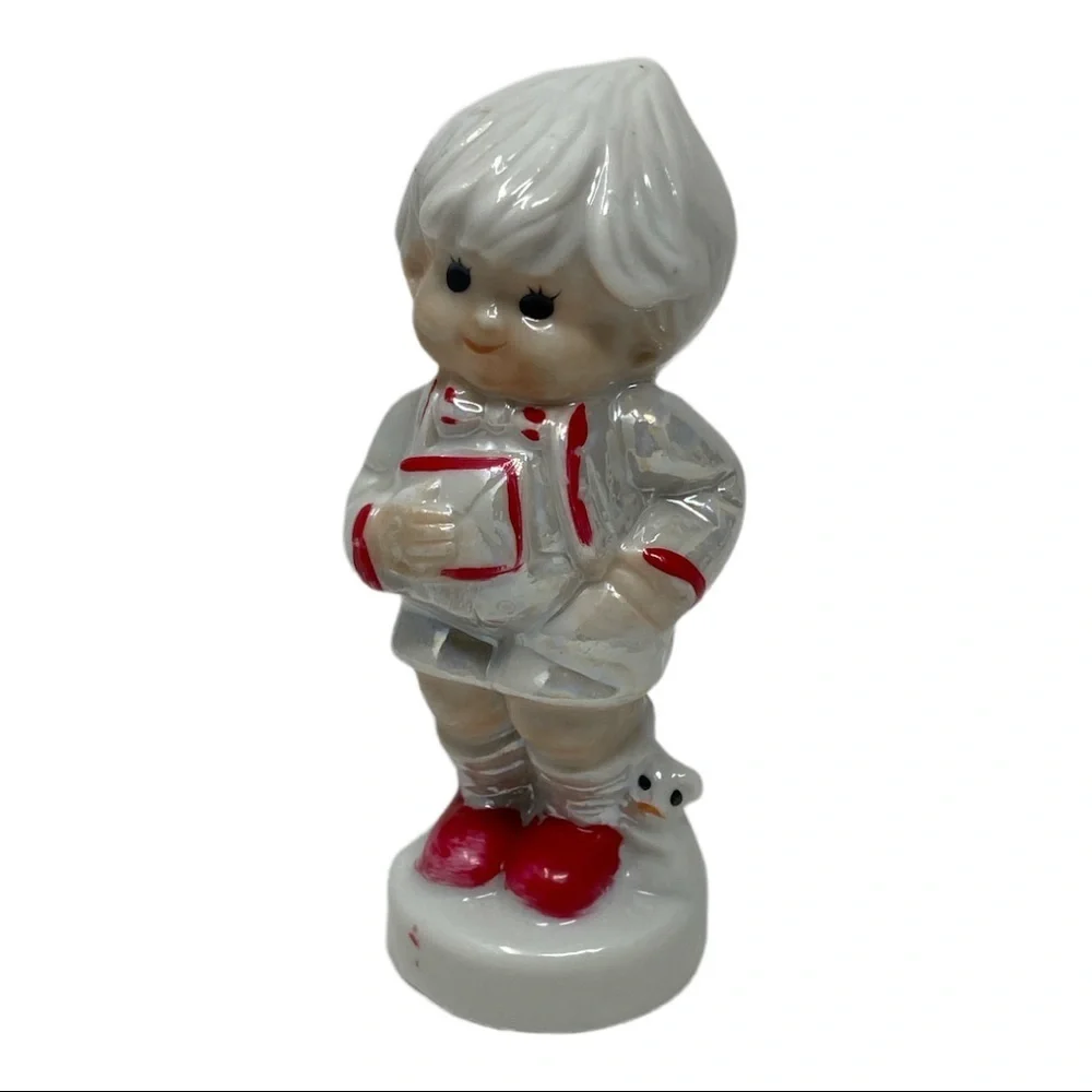 Vintage Porcelain Boy Figurine with Side Kitty (Rare)